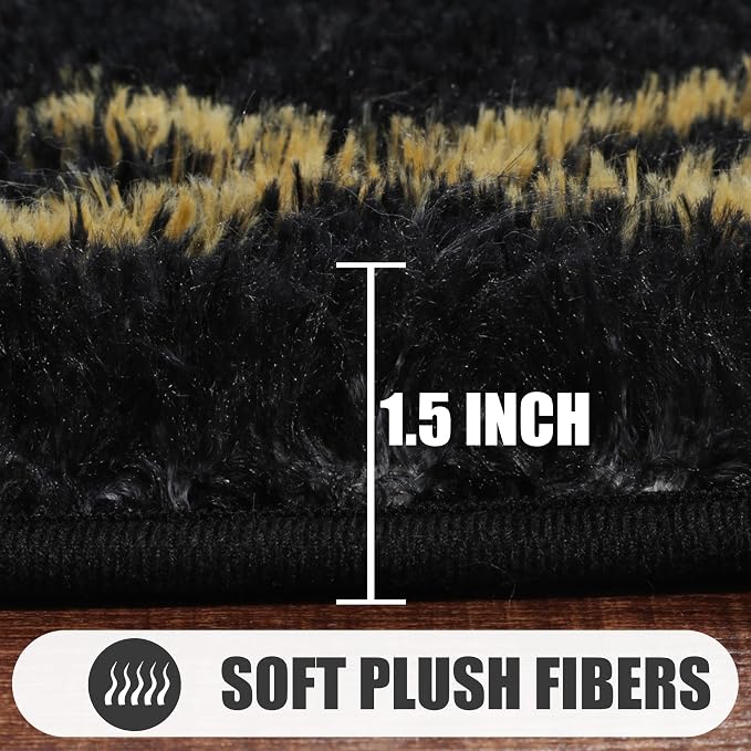 ONASAR 6x9 Area Rugs for Living Room Bedroom, Washable Large Fluffy Black and - Image 2