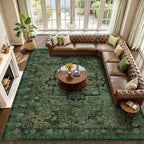 Green Large Area Rugs 10x12, Living Room Bedroom Carpet Extra Large Size by Jainmy