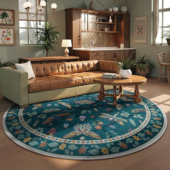 Lahome Insect Washable Round Area Rug, Soft Round Rugs 6ft Ultra-Thin Non-Slip - Image 3