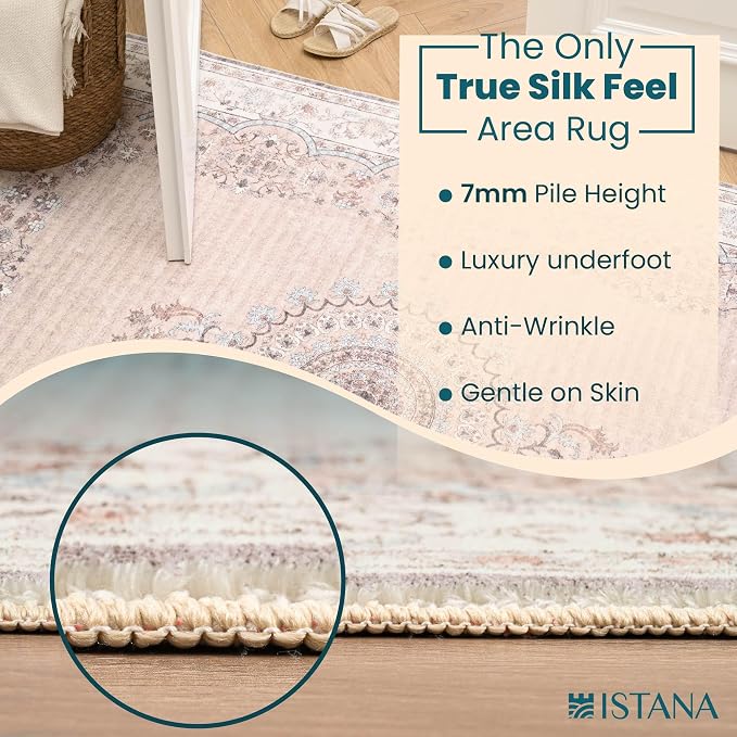 Istana Hallway Runner Rug 2x8 – Beige Entryway Rug -Silk's Soft Touch Runners - Image 6