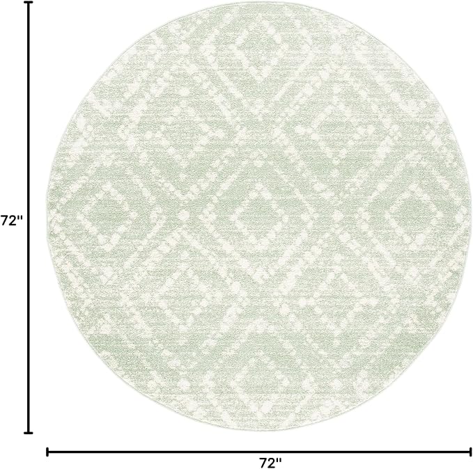 SAFAVIEH Adirondack Collection 6' Round Green/Ivory ADR131Y Modern Diamond - Image 2
