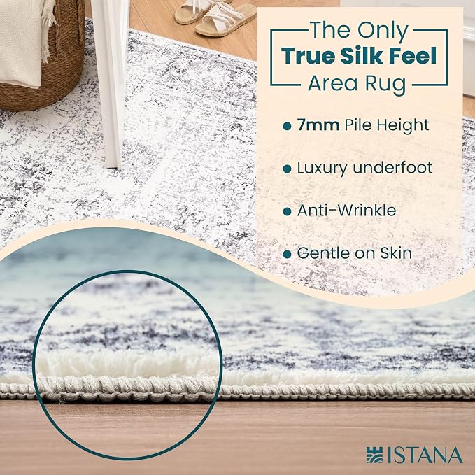 Istana 4x6 Rug - Navy Area Rugs 4x6 - Kid & Pet Friendly Machine Washable Rugs - Image 6