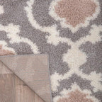 Rugshop Cozy Moroccan Trellis Indoor Shag Runner Rug 2' x 10' Gray/Cream - Image 5