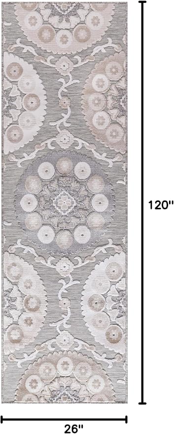 CAMILSON Runner Outdoor Rugs Oriental Retro Traditional Floral Medallion Area - Image 2