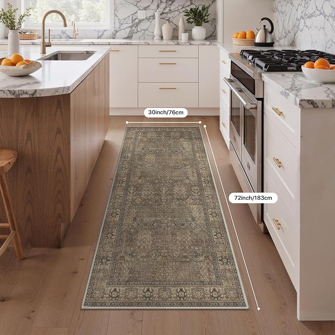 Bavni 2'6''x6 Rug Runners for Hallways, Washable Runner Rug Non Slip, Vintage - Image 9