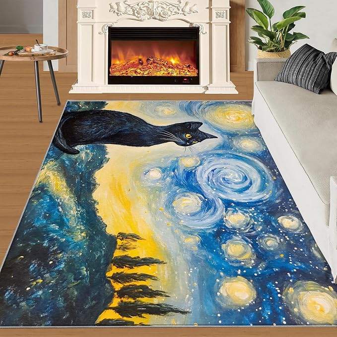 Black Cat Rugs for Bedroom - Image 2