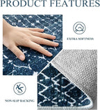 Lahome Moroccan Blue Area Rug 5x7 Machine Washable Non-Slip Throw Living Room - Image 5