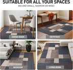 Rugshop Contemporary Blue Geometric Boxes Non-Slip Area Rug Non-Shedding - Image 4