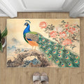 Peacock Peony Flower Area Rug 3x4-3x4 Rug, Classic Peacock Peony Rugs by STRELEC