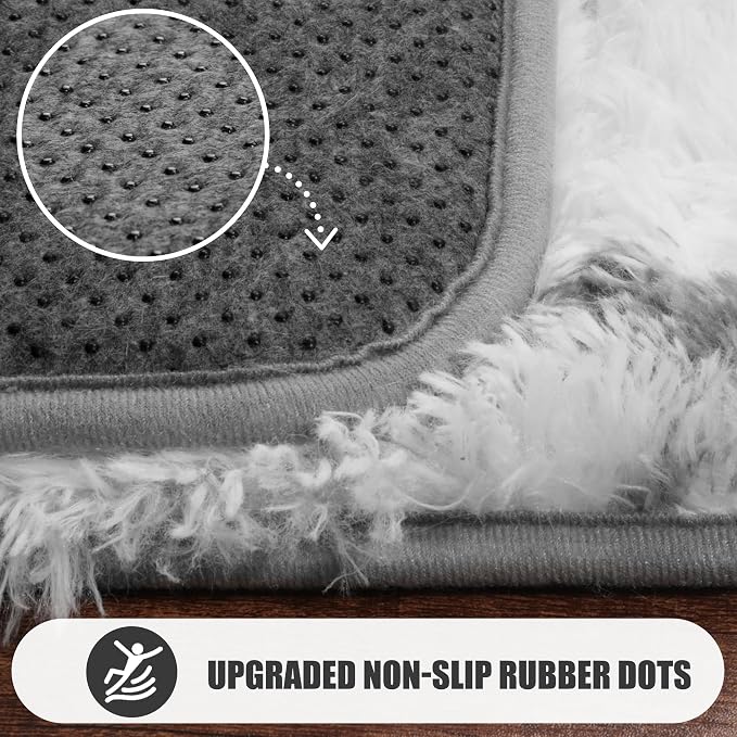 ONASAR 8x10 Area Rugs for Living Room, Washable Fluffy White and Grey Rug for - Image 9