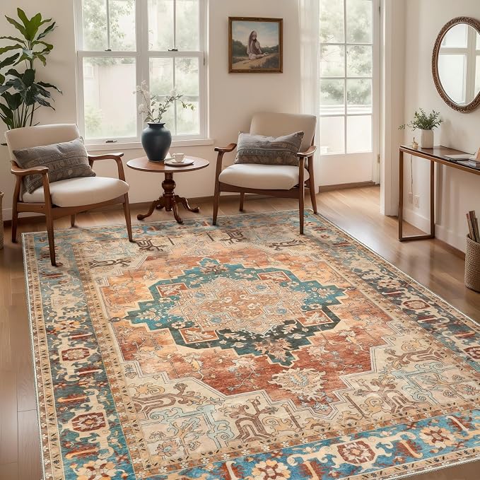 Tangsoo 4x6 Washable Rug Vintage Non Slip Indoor, Distressed Carpet - Image 7