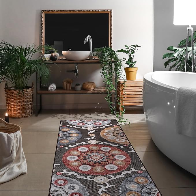 CAMILSON Runner Outdoor Rugs Oriental Retro Traditional Floral Medallion Area - Image 5
