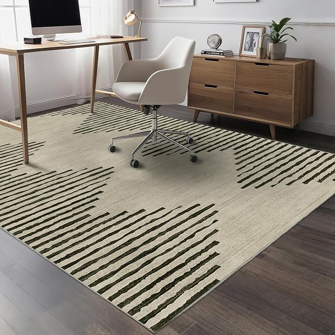 HelloTree Area Rug for Living Room 6x9 Washable Geometric Moroccan Rug Stripe - Image 4
