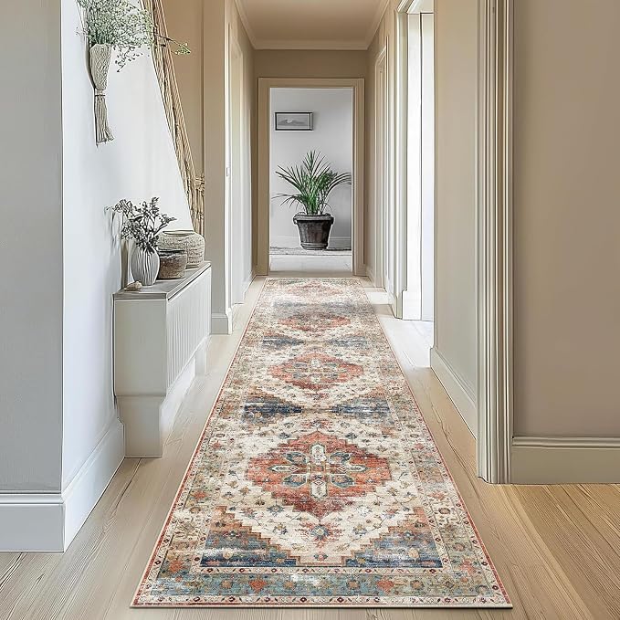 Enkor Runner Rugs for Hallway, 2.6x10.5 Washable Soft Non Slip Floor Rugs for by EnkorStore