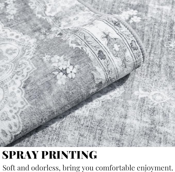 MUJOO Grey Rug 6'x9', Washable Area Rugs - Image 5