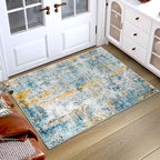 Entrance Rugs Indoor 2x3 Blue Entry Rug Washable Abstract Small Area Rug - Image 9