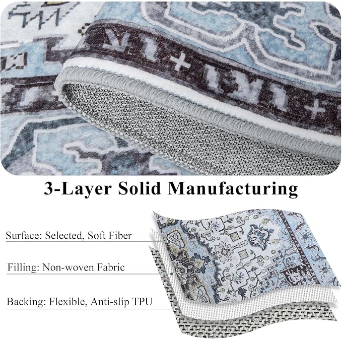 Washable Area Rugs 5x7, Low Pile Soft Vitnage Distressed Rug - Image 8