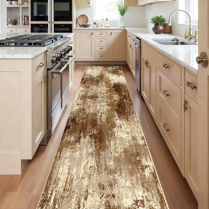 Washable Area Rugs 2'x10' Non-Slip Modern Abstract Soft - Image 2