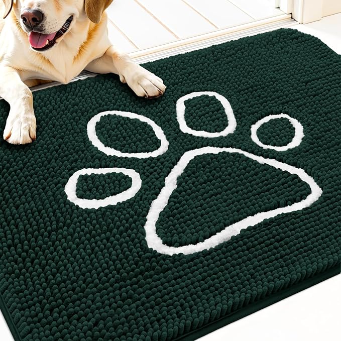 OLANLY Dog Door Mat for Muddy Paws 30x20, Paw Print Design, Absorbs Moisture by OLANLY