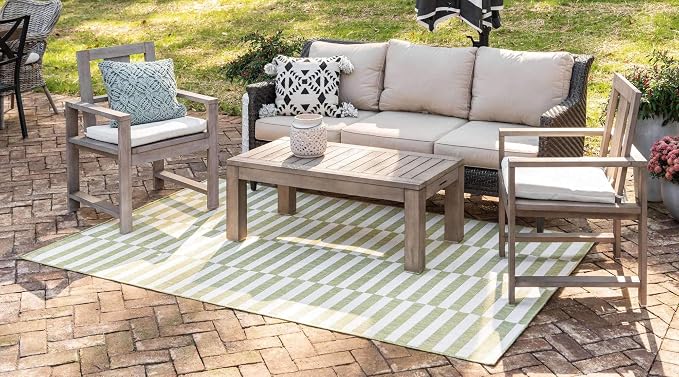 Unique Loom Outdoor Striped Collection Area Rug - Image 3