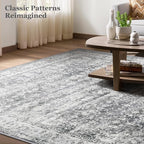 Grey Vintage 3x5 Entryway Rug Indoor Foyer, Neutral Gray Throw Rug - Image 8