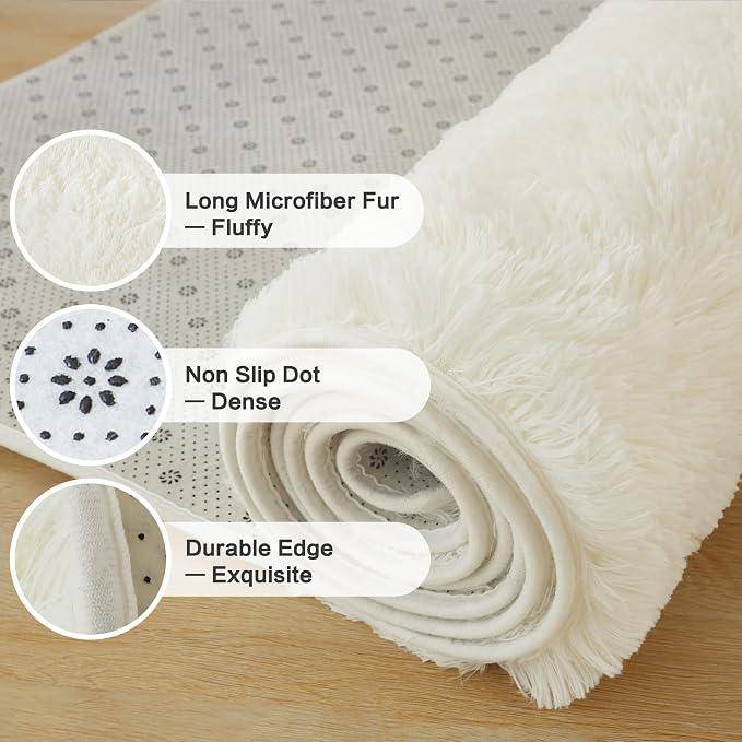 Andency 6x9 Area Rugs Cream, Large Shag Fluffy Soft Shaggy Rugs - Image 6
