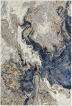LUXE WEAVERS Marble Collection Blue Area Rug 6x9 Modern Abstract Swirl Design - Image 3