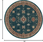 RUGGABLE Washable Vintage Area Rug – Verena Teal Blue 6 ft Round, - Image 2