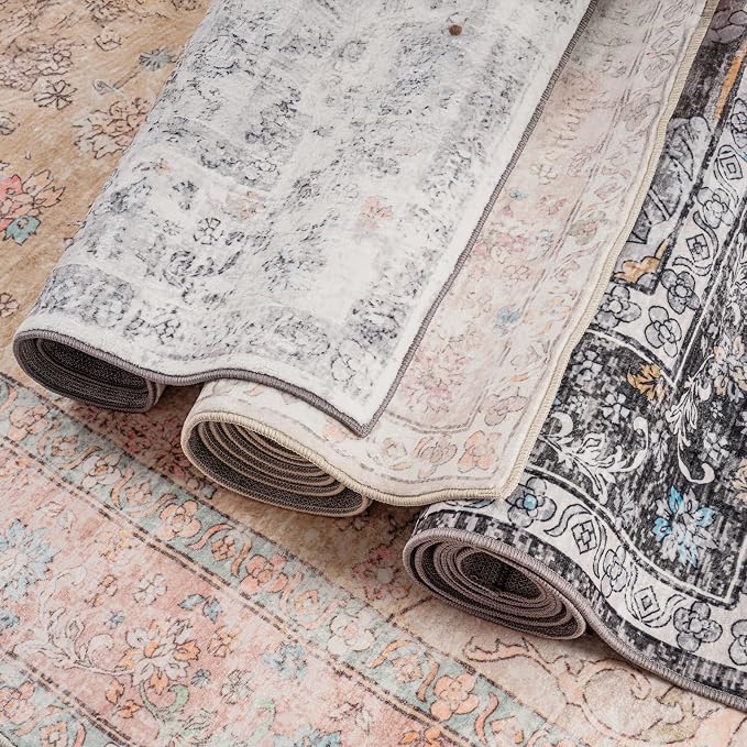 Area Rug - 9x12 Large Dining Room Rug Soft Living Room Mat, Vintage Washable - Image 6