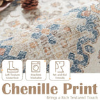 jinchan Area Rug 6x9 Washable Living Room Rug Vintage Distressed Orange Multi - Image 3