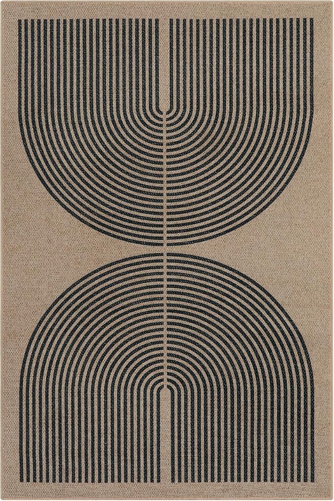 Lahome Modern Rainbow Easy Jute Office Rug, Outdoor Patio Rug 4x6 - Image 7
