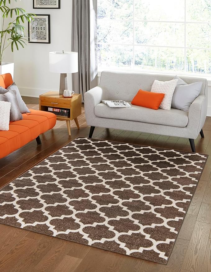 Rugs.com Lattice Collection Rug – 3x5 Brown Medium-Pile Rug Perfect by Rugscom