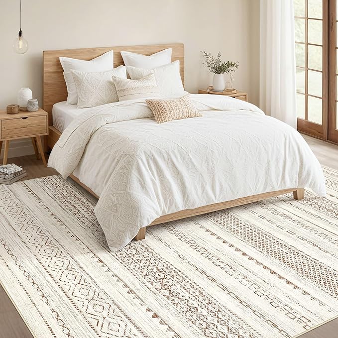 Nakagishi 10x12 Area Rug Living Room: Washable Boho Large Neutral Modern Soft - Image 5
