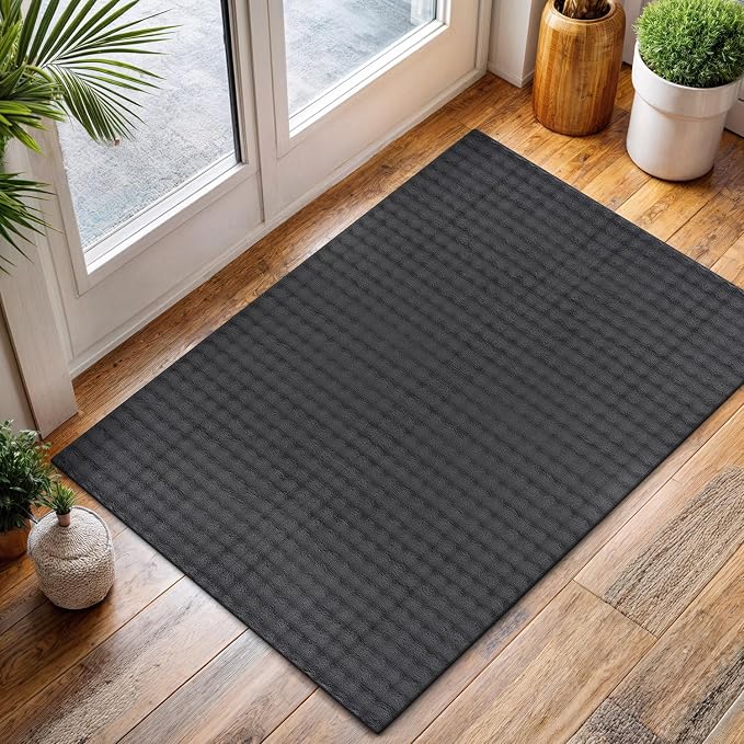 CAMILSON Modern Dark Gray Non Slip Door Mat Rug 2x3 Ultra Soft High Pile by CAMILSONIndoorOutdoorAreaRugs