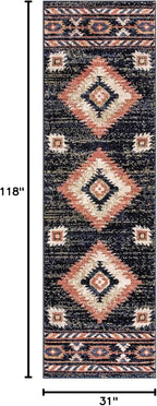 Well Woven Tulsa Lea Blue Traditional Southwestern Tribal 2'7" X 9'10" Runner - Image 2