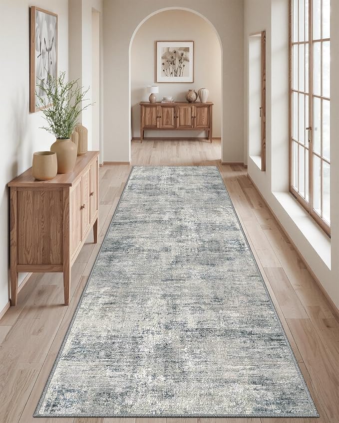 DEXI Hallway Runner Rug 3x10, Modern Abstract Non Slip Thin Soft Runners Carpet - Image 8