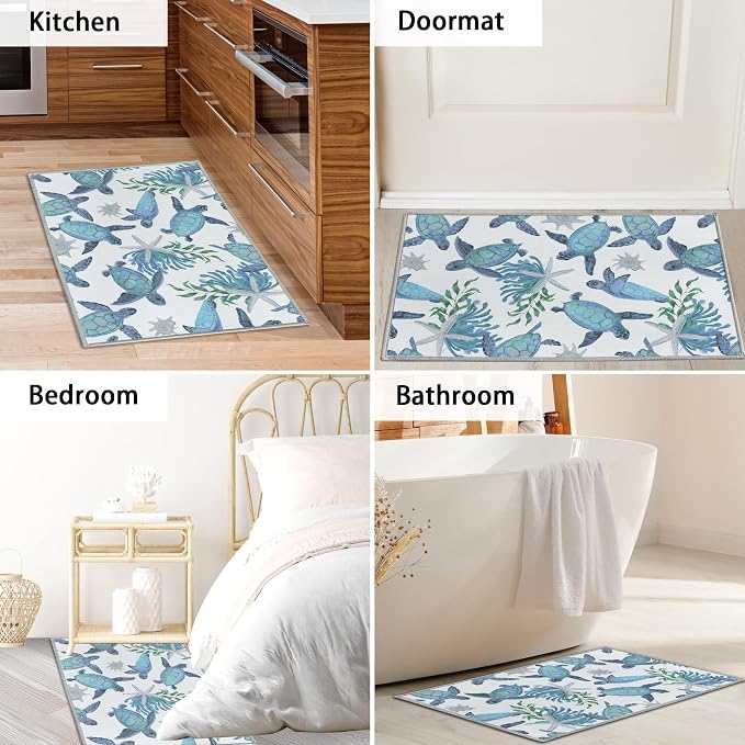 Tritard Coastal Sea Turtles 2x3 Area Rugs - Image 7