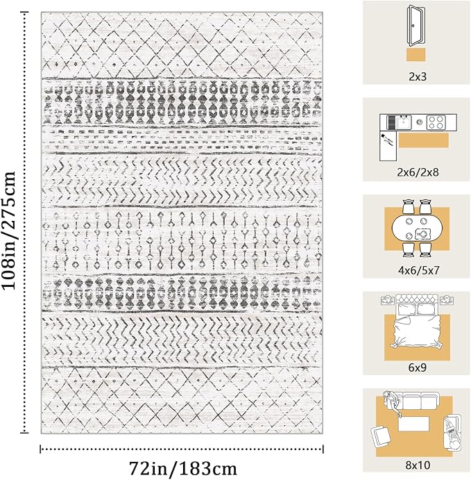6x9 Machine Washable Area Rug for Living Room, Kids and Pets Friendly for - Image 2