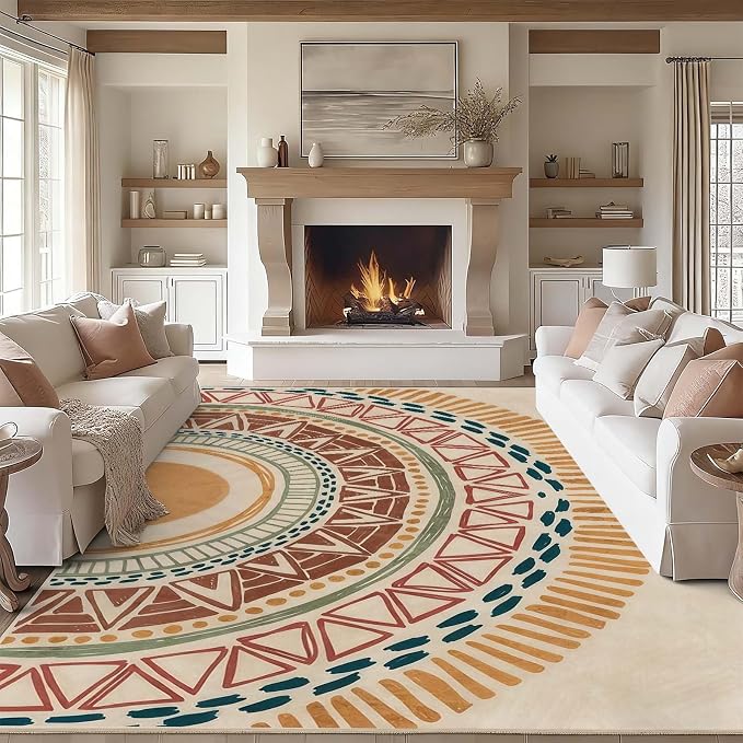 Colorful Geometric Sun Rug, Sun Pattern Rug, Geometric Area Rugs, Colorful by Unknown