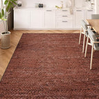 Eleisa Modern Vintage 9x12 Herringbone Chevron Area Rug, Non-Slip Stain - Image 2