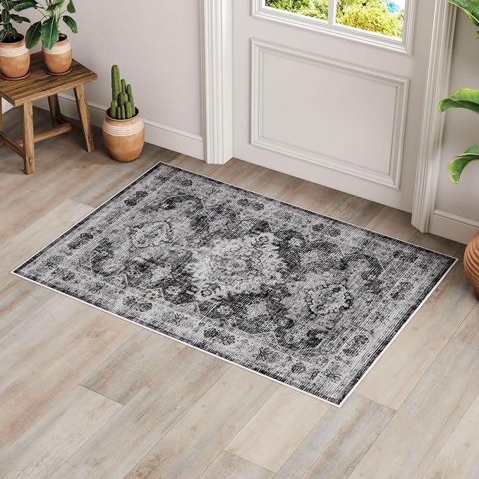 Dripex Vintage Washable Rug 2x3 Indoor Door Mat Non-Slip Entryway Rug by Dripex
