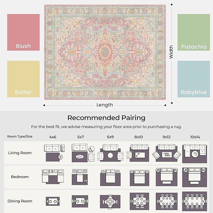 Kokia 9x12 Washable Area Rugs Blossom Pink - Image 2