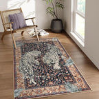 Moynesa Tiger Machine Washable Rug, 3 x 5 Entryway Area Rug Non Slip Vintage - Image 2