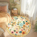 Floral 4ft Area Rug Machine Washable Soft Print Boho Carpet Non Slip Doormat by RELEANY