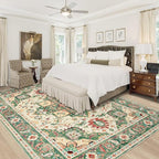 Area Rug 9x12 Washable Rug, Vintage Boho Medallion Rugs Non-Slip Soft Low Pile - Image 2