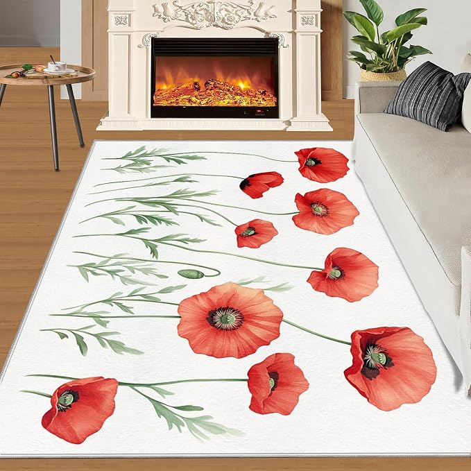 Little Red Flower Rugs for Bedroom - Image 2