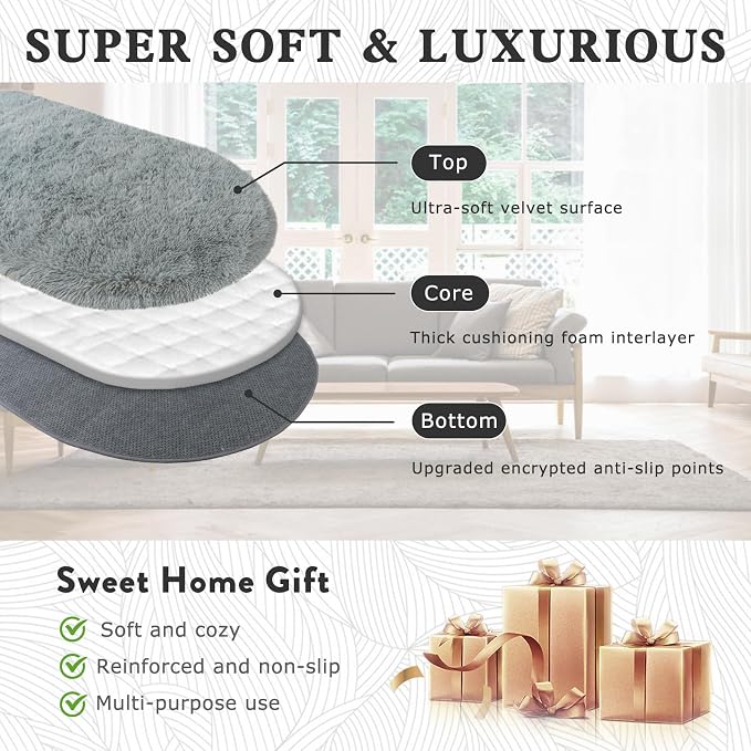 Soft Fluffy Area Rug for Bedroom, Fuzzy Shaggy Oval Throw Rugs for Bedside - Image 5