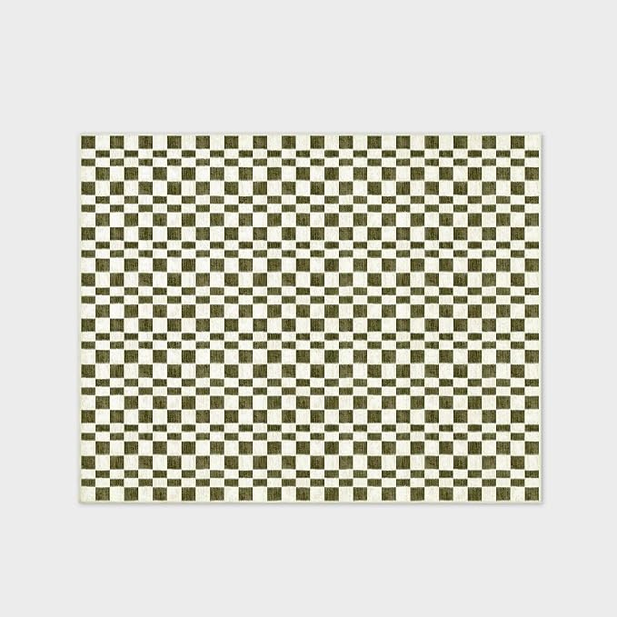 EVERGRACE Checkered Plaid Area Rug 8x10, Soft Fuzzy Faux Wool Rugs Washable - Image 7