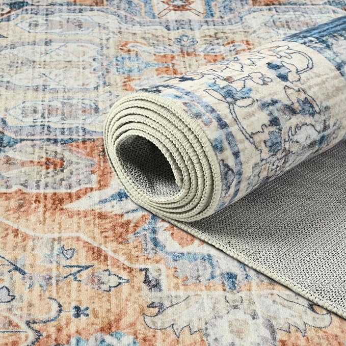 Area Rugs 4x6, Low Pile Washable Rugs, Soft Vintage Distressed Rugs - Image 7
