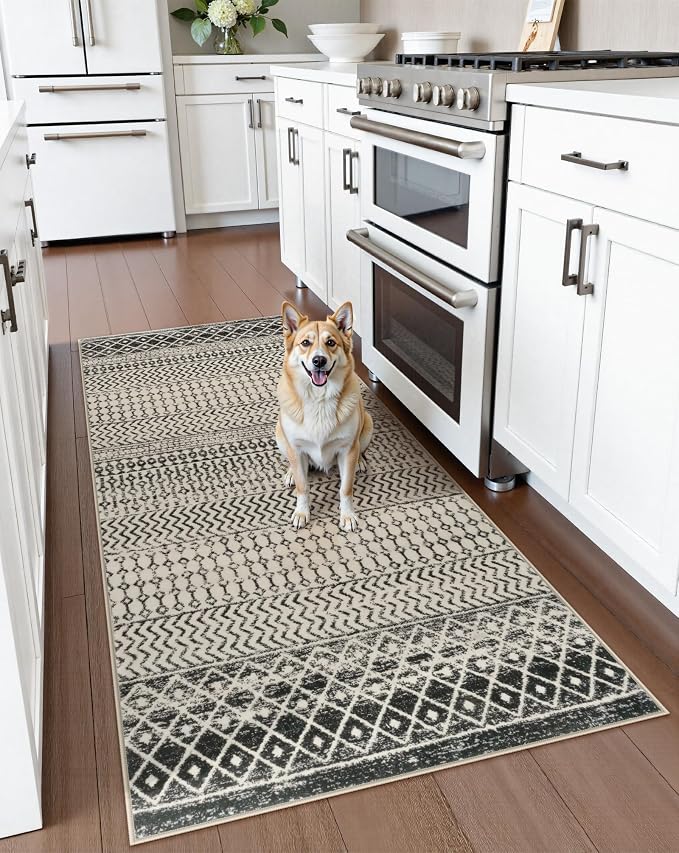 Moroccan Rug Runners for Hallways, 2x5 Ultra Soft Non-Slip Washable Rugs for - Image 2